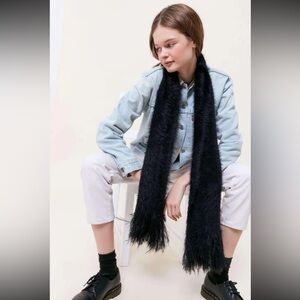 Urban Outfitters Black Thin Eyelash Scarf Accessory